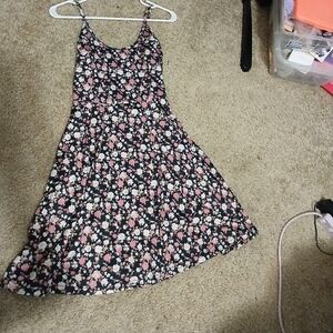 H by Halston Asymmetrical Floral Dress - Black and Pink